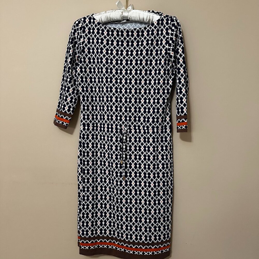 J. Mclaughlin Geometric 3/4 Sleeve Sheath Dress - XS